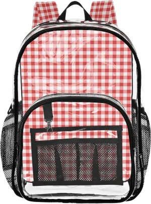Classic Checkered Red White School Bags, Clear Plastic Bag, Clear Backpacks, Bags for Kids