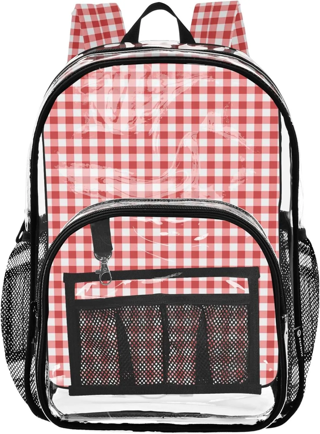Classic Checkered Red White School Bags, Clear Plastic Bag, Clear Backpacks, Bags for Kids