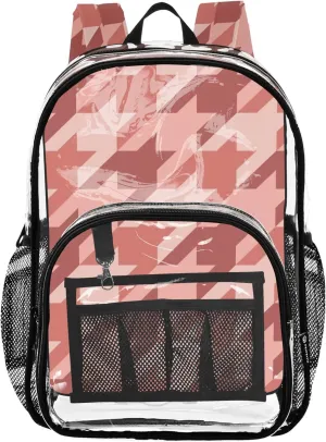 Classic Houndstooth Red Kids Travel Bag, Clear Plastic Bag, Clear Bookbag, Boys Bookbag