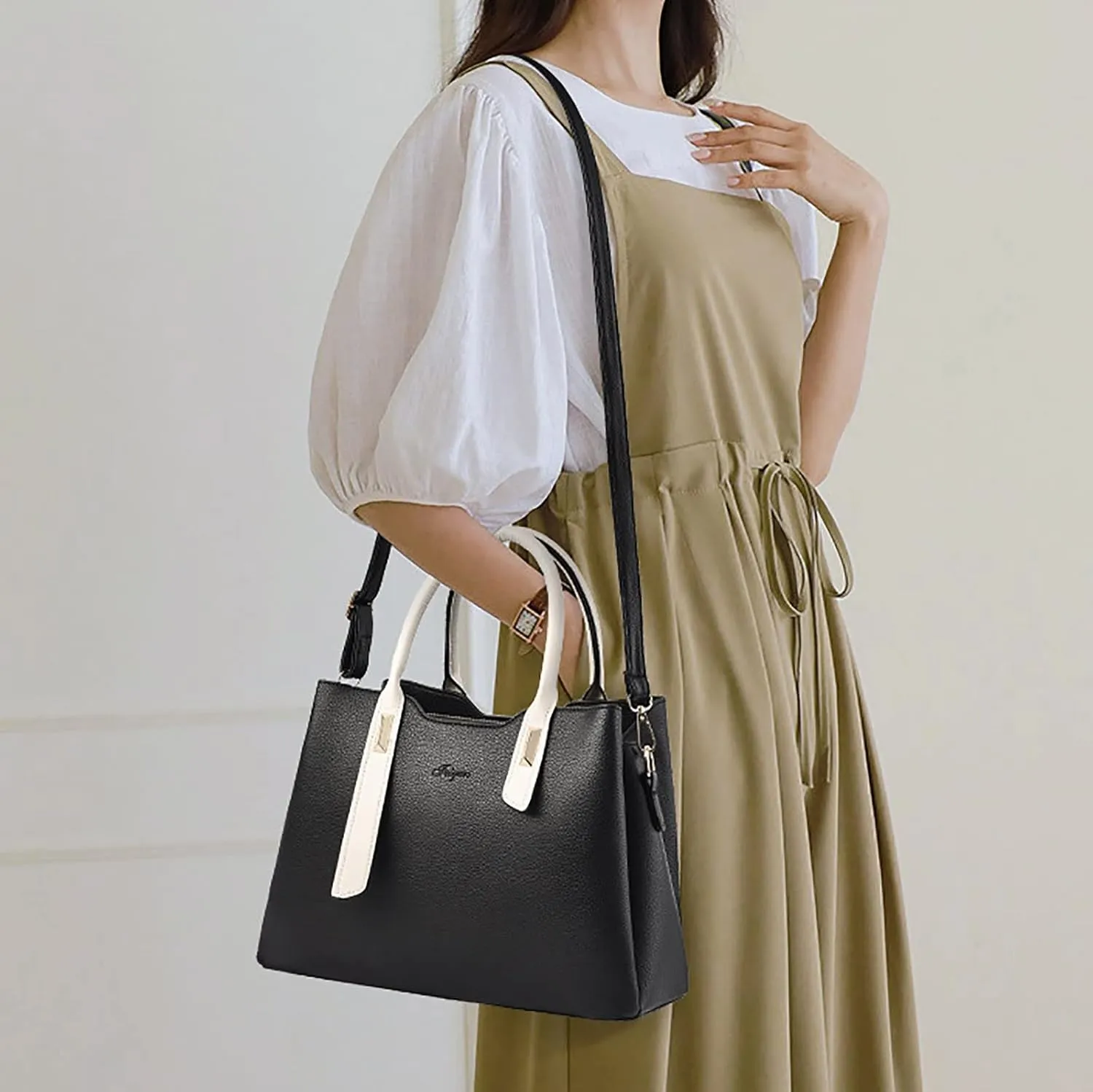 Classic Zipper Shoulder Bags for Women Top Handle Ladies Shoulder Bags Medium Cross Body Bag for Women