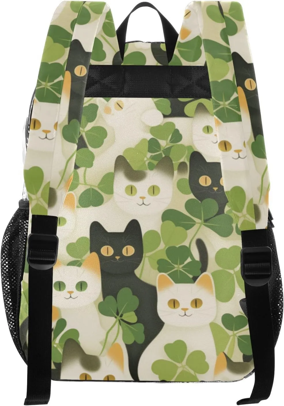 Clear Backpack for Stadium Events School Backpacks Girls Boys heavy duty PVC Waterproof Transparent Plastic Book Bag for Women Work American Shorthair St. Patrick Clover Green