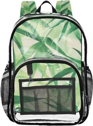 Clear Backpack for Stadium Events School Backpacks Girls Boys heavy duty PVC Waterproof Transparent Plastic Book Bag for Women Work Bamboo