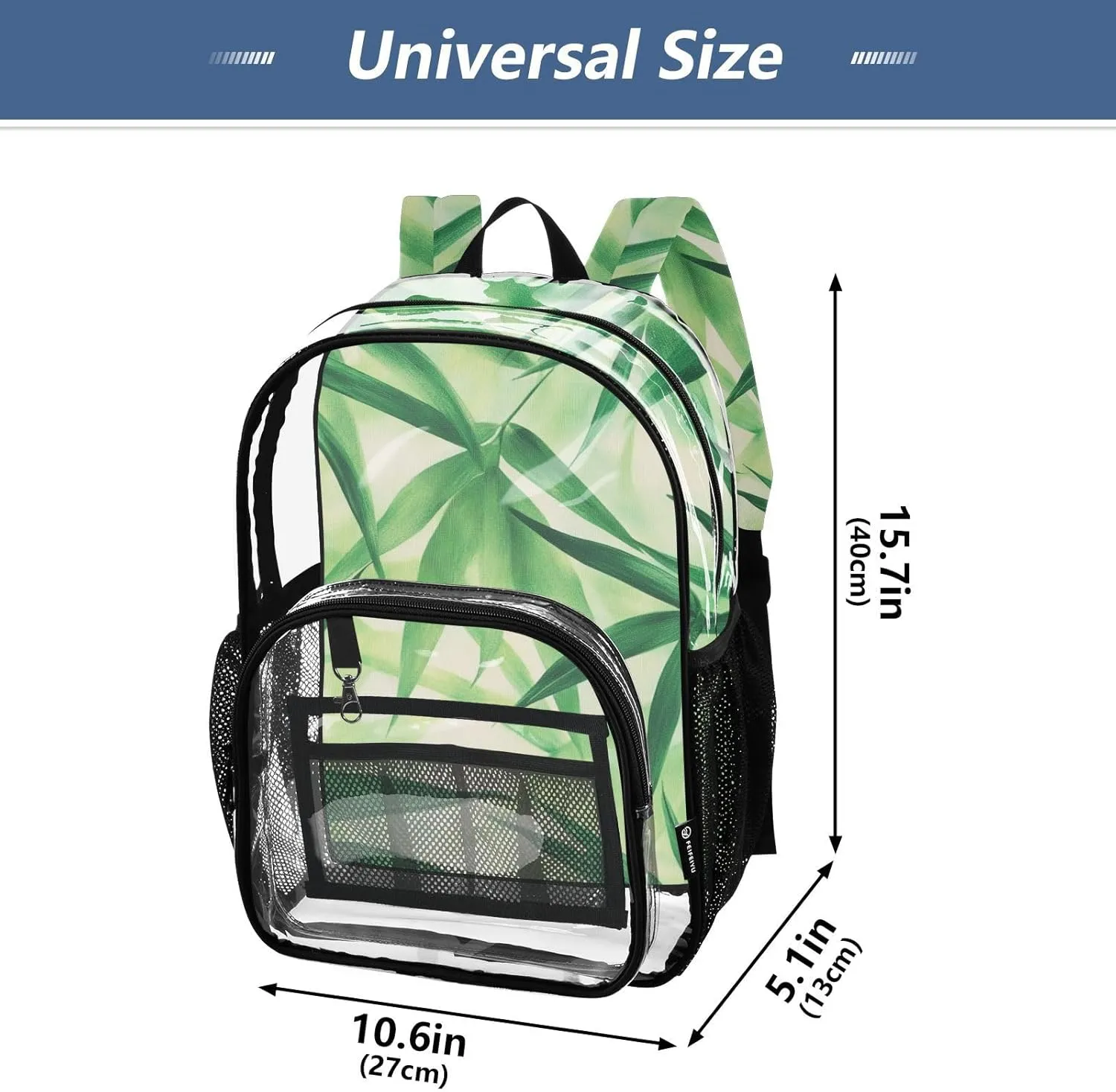 Clear Backpack for Stadium Events School Backpacks Girls Boys heavy duty PVC Waterproof Transparent Plastic Book Bag for Women Work Bamboo