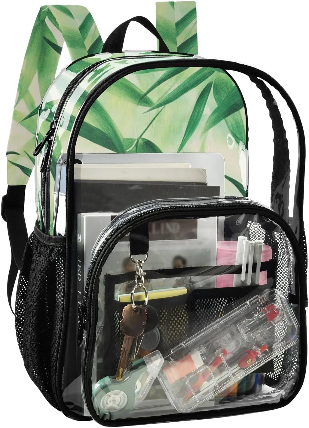 Clear Backpack for Stadium Events School Backpacks Girls Boys heavy duty PVC Waterproof Transparent Plastic Book Bag for Women Work Bamboo