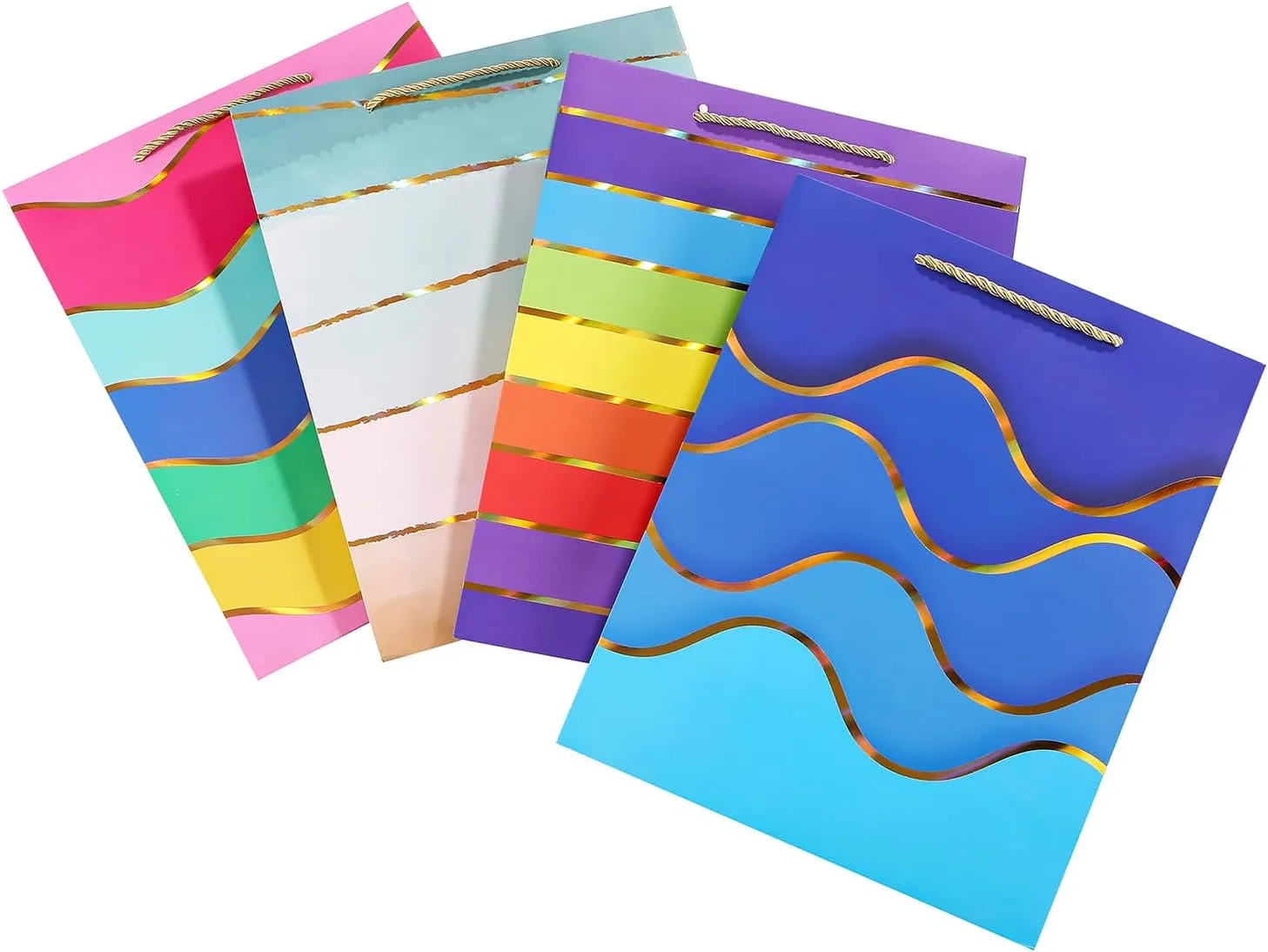 Cmecial 12.6" Paper Gift Bags with Tissue Paper, Extra Large Gift Bags with Handles, Birthday Rainbow Bag Large Size, Medium Birthday Bags Wrap Bag for Kids