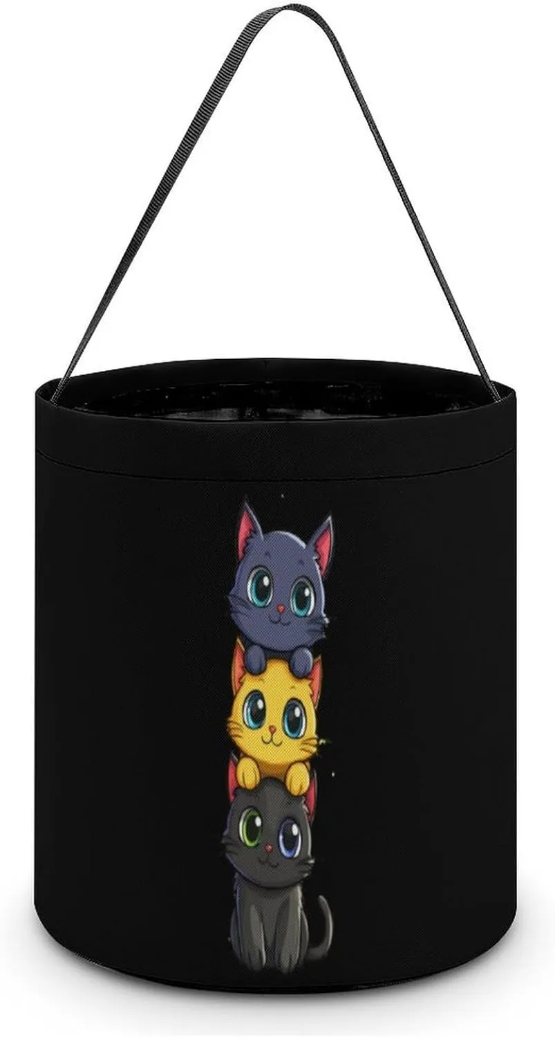 Color Block Cat Halloween Candy Bag Candy Tote Bucket Gift Bags Party Supplies for Women Men