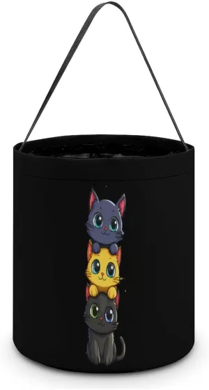 Color Block Cat Halloween Candy Bag Candy Tote Bucket Gift Bags Party Supplies for Women Men