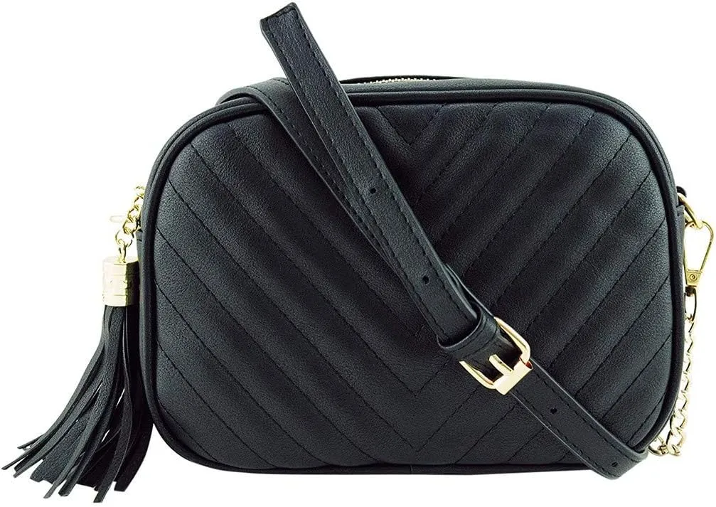Color Messenger Zipper HnadBag Women Shoulder Solid Fashion Bags Tassel Bag Bag Lunch Bags with (Black, One Size)