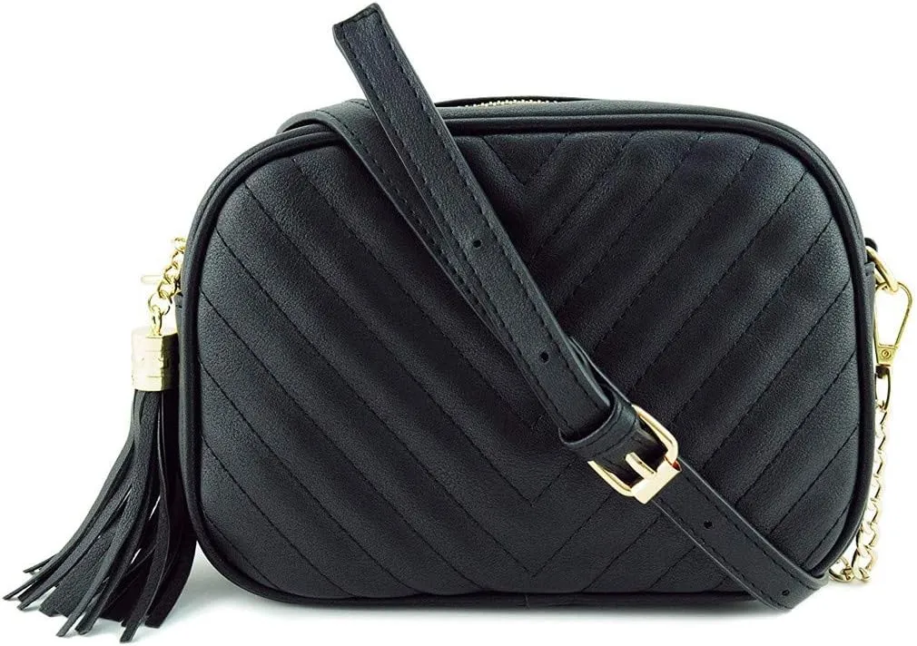 Color Messenger Zipper HnadBag Women Shoulder Solid Fashion Bags Tassel Bag Bag Lunch Bags with (Black, One Size)