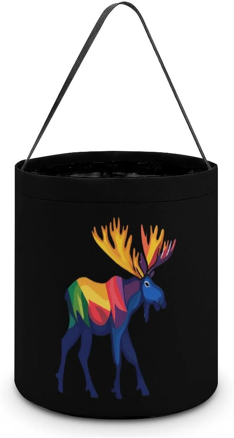 Colorful Canadian Moose Halloween Candy Bag Candy Tote Bucket Gift Bags Party Supplies for Women Men