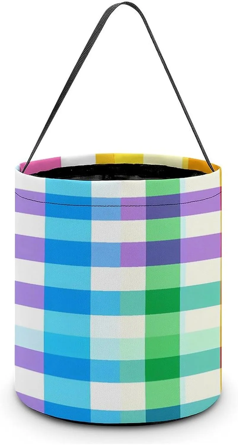 Colorful Checkered Checkerboard Halloween Candy Bag Candy Tote Bucket Gift Bags Party Supplies for Women Men