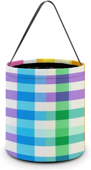 Colorful Checkered Checkerboard Halloween Candy Bag Candy Tote Bucket Gift Bags Party Supplies for Women Men