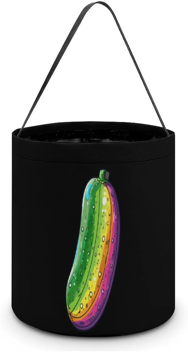 Colorful Cucumber Pickle Halloween Candy Bag Candy Tote Bucket Gift Bags Party Supplies for Women Men