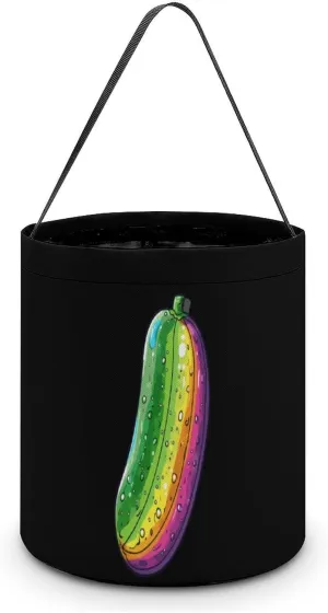 Colorful Cucumber Pickle Halloween Candy Bag Candy Tote Bucket Gift Bags Party Supplies for Women Men