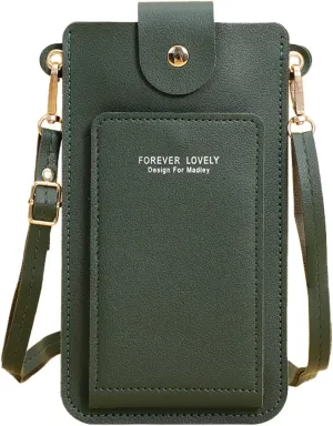 Crossbody Bag for Women Women Artificial Leather Solid Color Hasp Transparent Operation Ccreen Phone Bag Shoulder