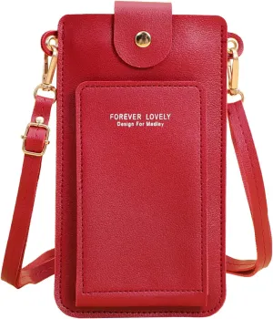 Crossbody Bag for Women Women Artificial Leather Solid Color Hasp Transparent Operation Ccreen Phone Bag Shoulder
