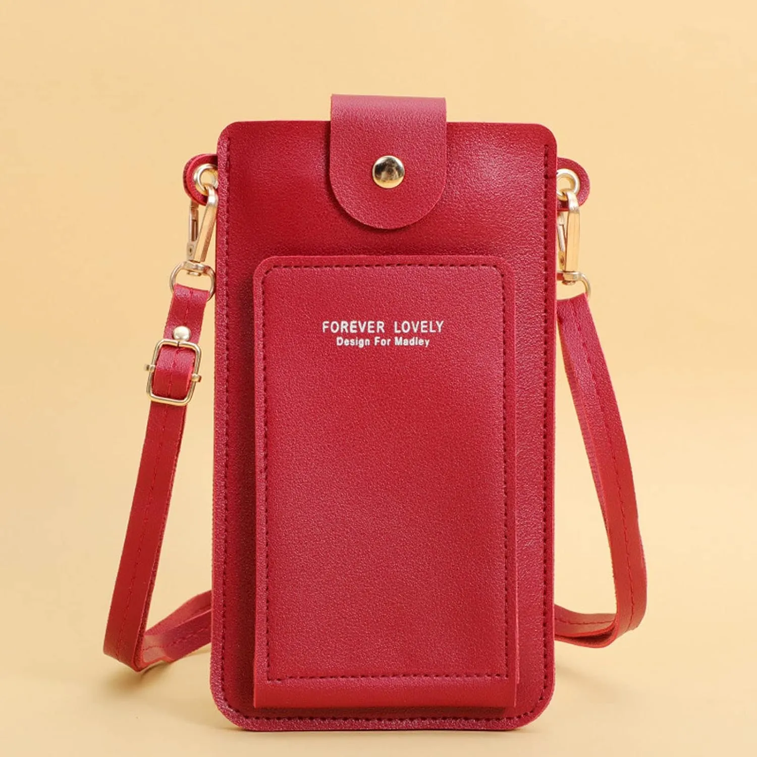 Crossbody Bag for Women Women Artificial Leather Solid Color Hasp Transparent Operation Ccreen Phone Bag Shoulder