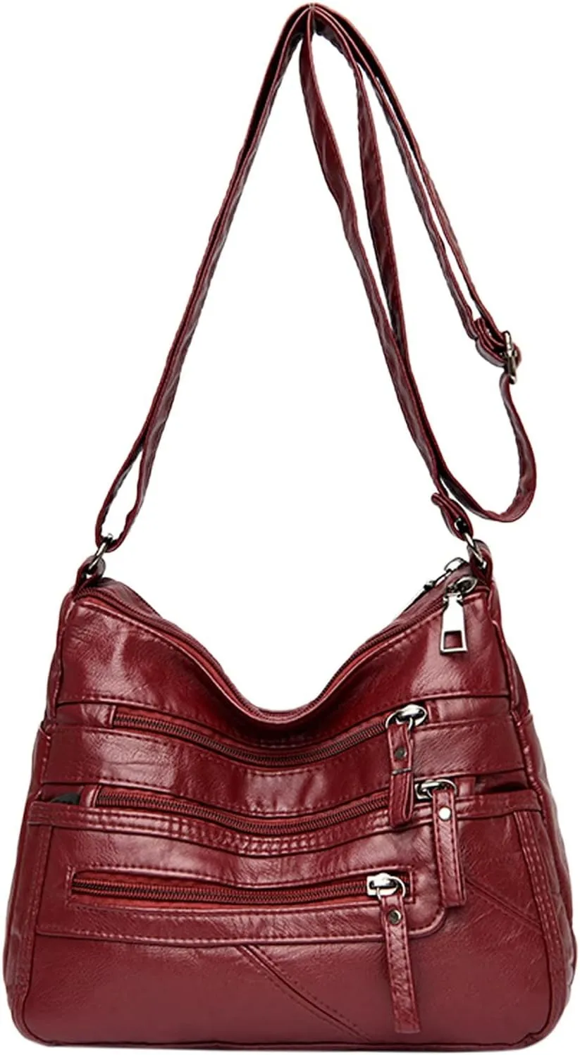 Crossbody Crescent Bags for Women Waterproof Nylon Crossbody Bags for Woman Trendy Clear Bag for Stadium Events(Red)
