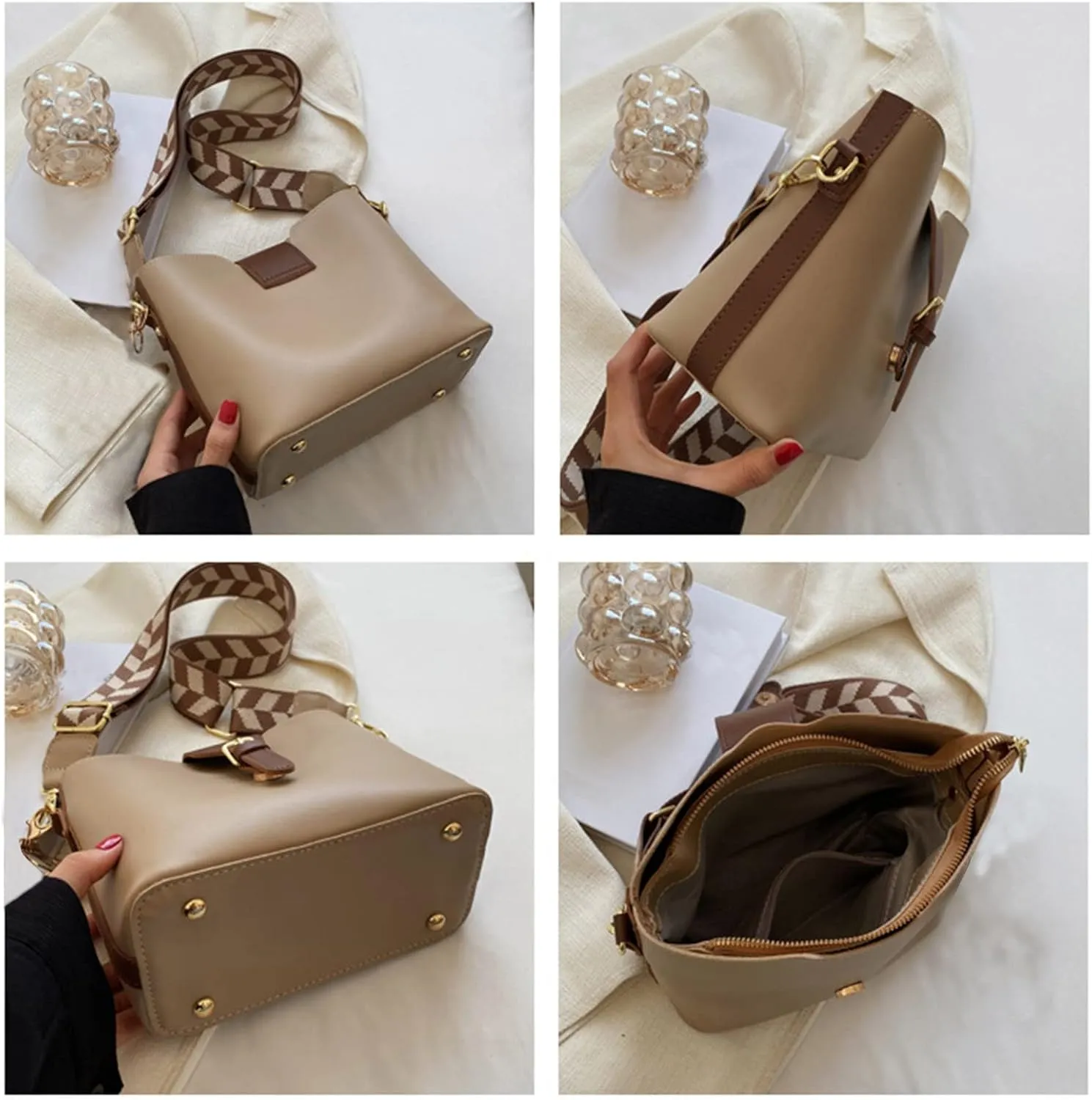 Crossbody Travel Bags for Women Women's Crescent Shoulder Bags with Adjustable Strap Cute Purse for Women Trendy(Khaki)