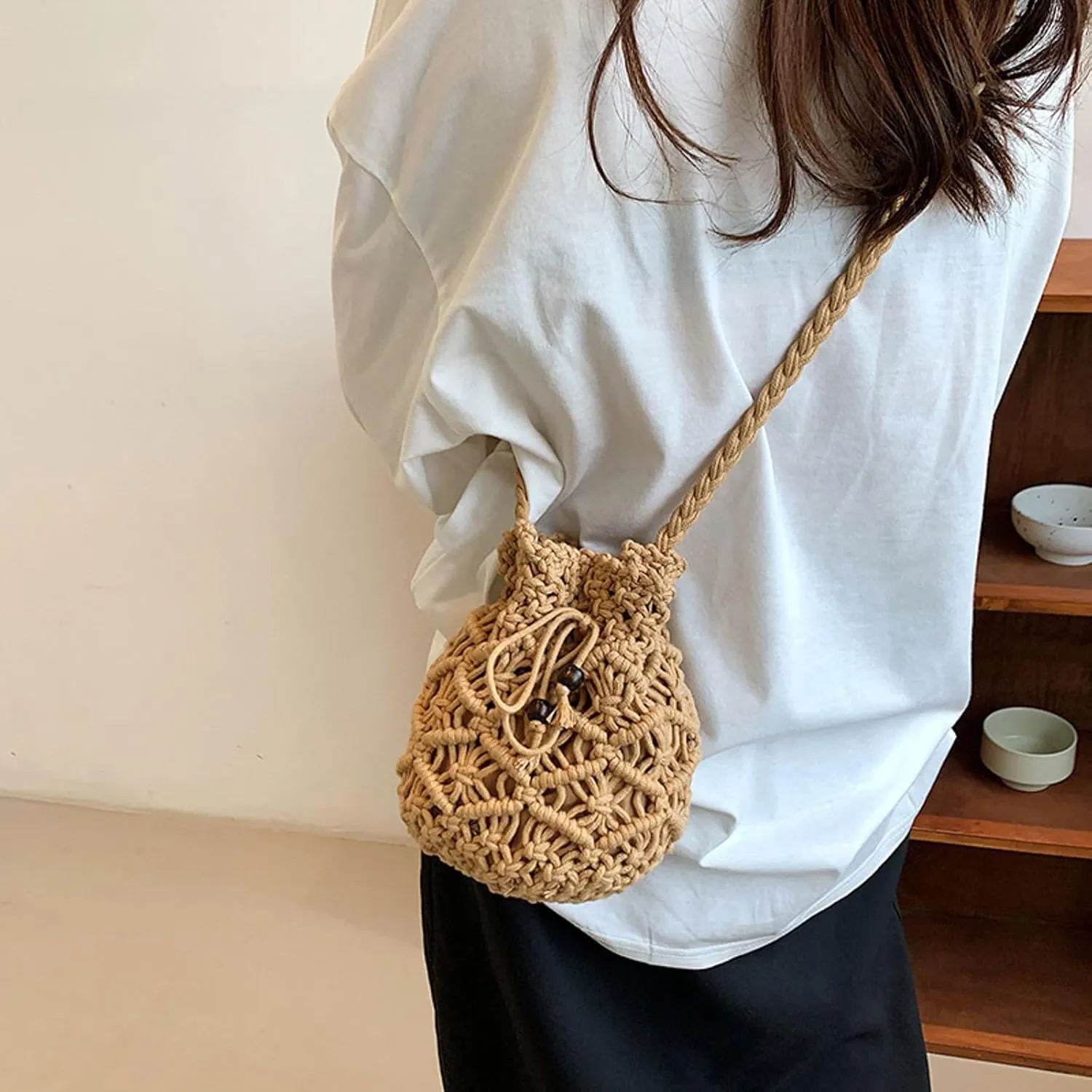 Crossbody Travel Bags for Women Women's Crescent Shoulder Bags with Adjustable Strap Trendy Clutch Saddle Bag(Khaki)