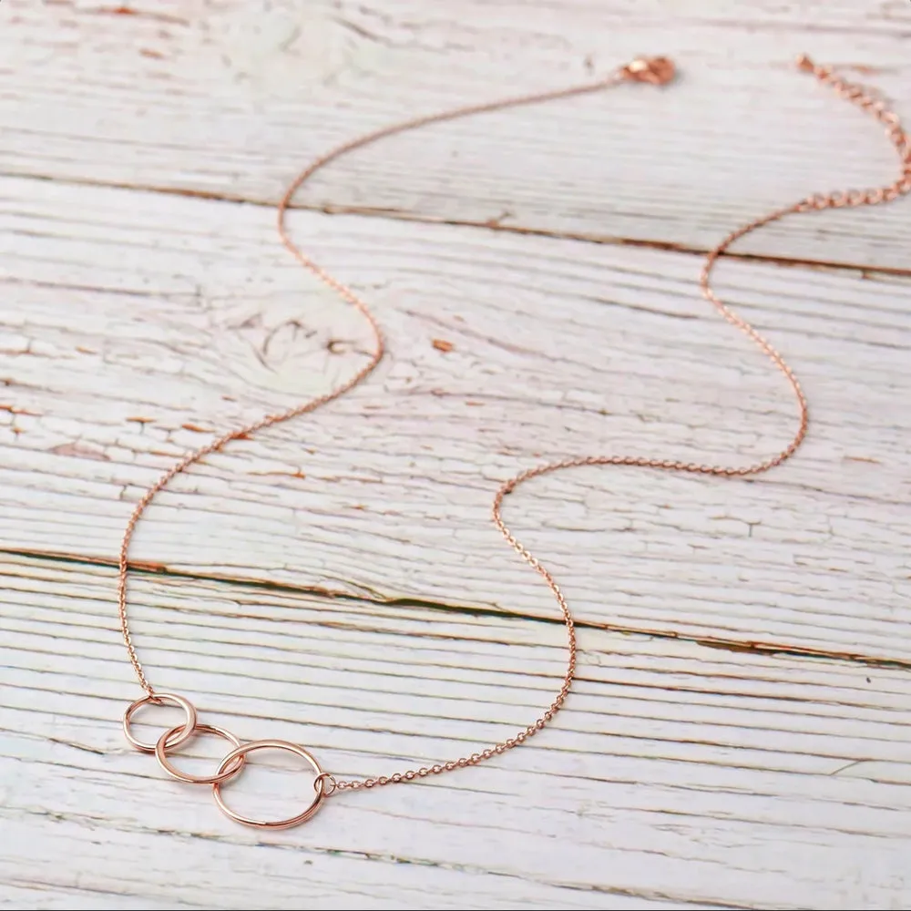 Custom Card and Necklace, Personalized Card and Necklace Gift for Grandmother, Mom, and Daughter, Custom Necklace and Card Jewelry, Gift for Her [Rose Gold Triple Infinity, Personalized Card]