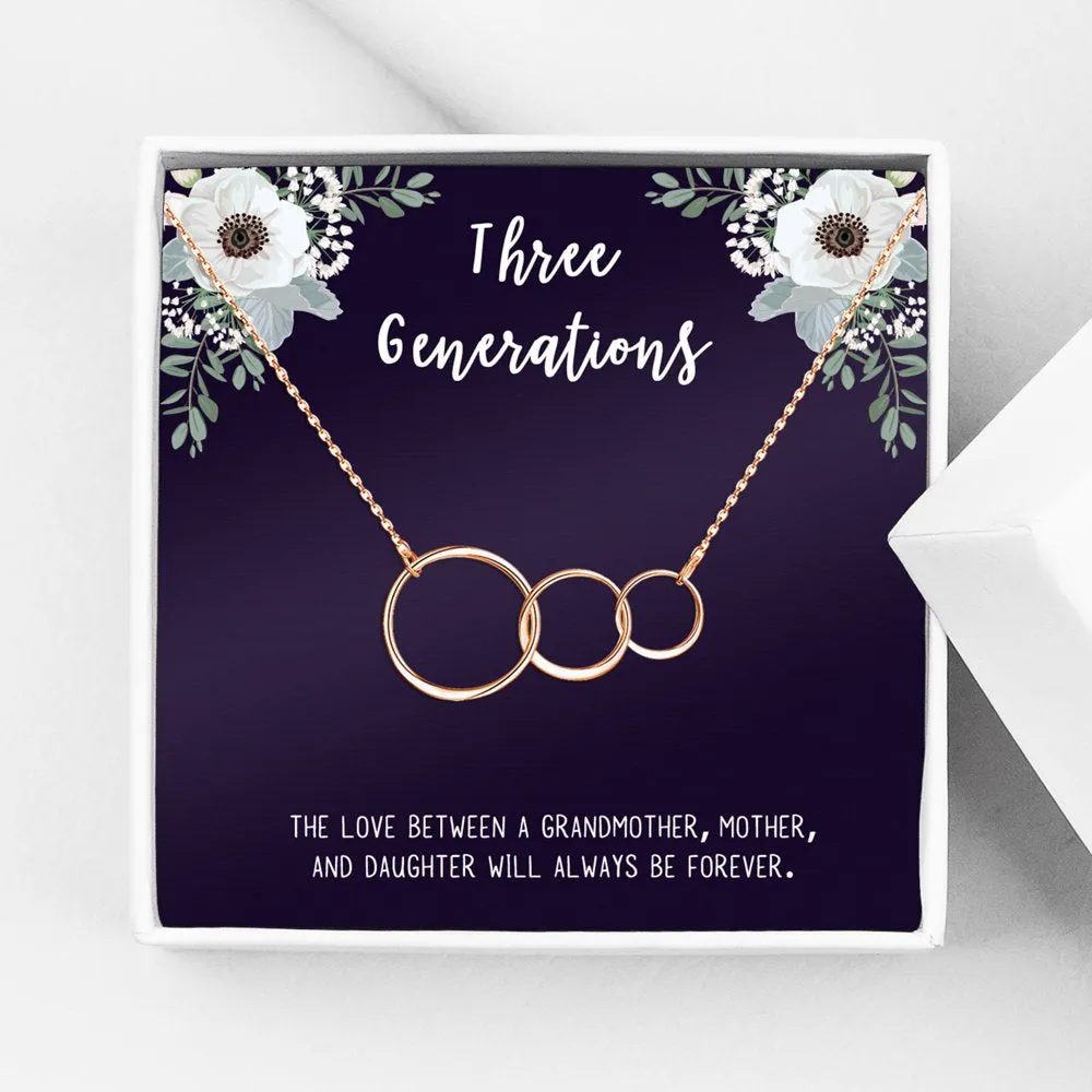 Custom Card and Necklace, Personalized Card and Necklace Gift for Grandmother, Mom, and Daughter, Custom Necklace and Card Jewelry, Gift for Her [Rose Gold Triple Infinity, Personalized Card]