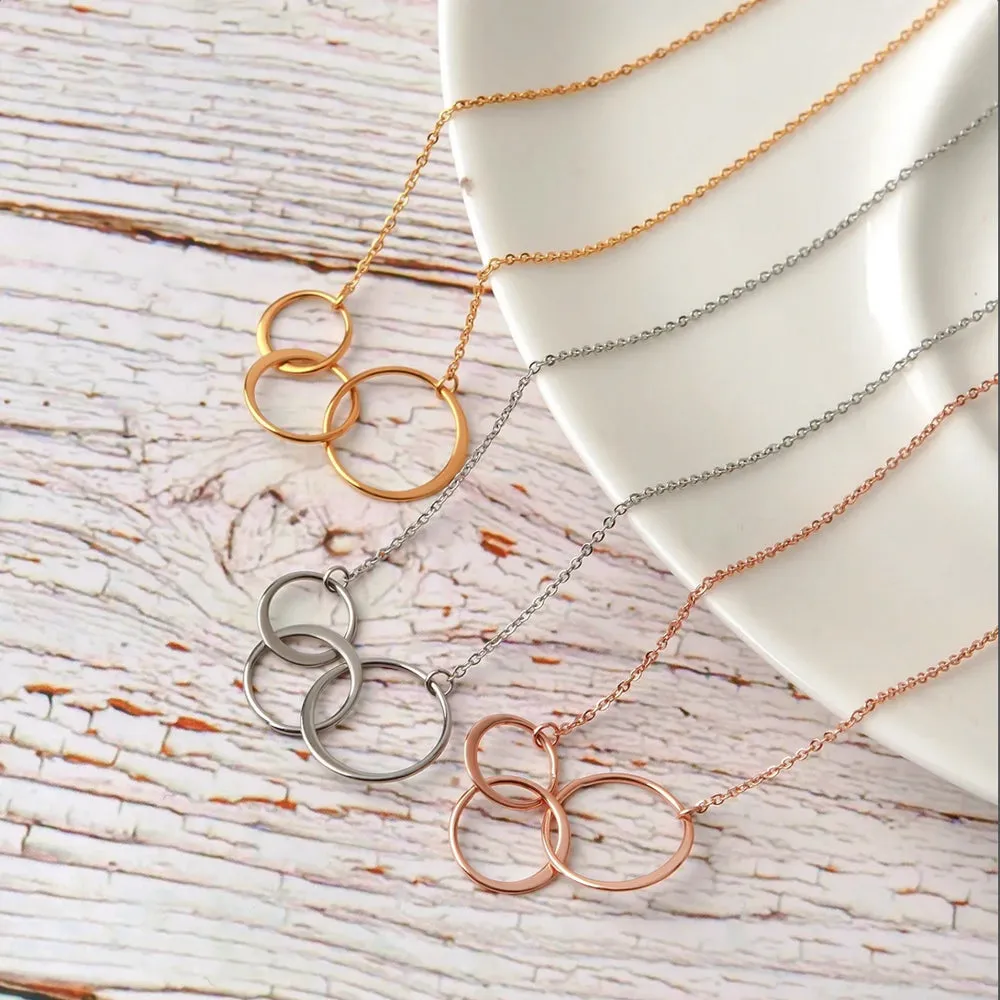 Custom Card and Necklace, Personalized Card and Necklace Gift for Grandmother, Mom, and Daughter, Custom Necklace and Card Jewelry, Gift for Her [Rose Gold Triple Infinity, Personalized Card]