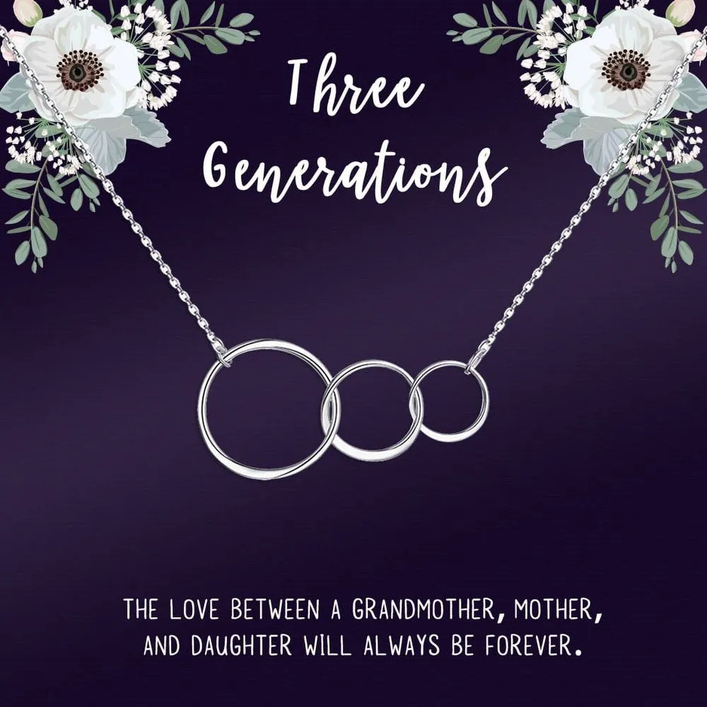Custom Card and Necklace, Personalized Card and Necklace Gift for Grandmother, Mom, and Daughter, Custom Necklace and Card Jewelry, Gift for Her [Rose Gold Triple Infinity, Personalized Card]