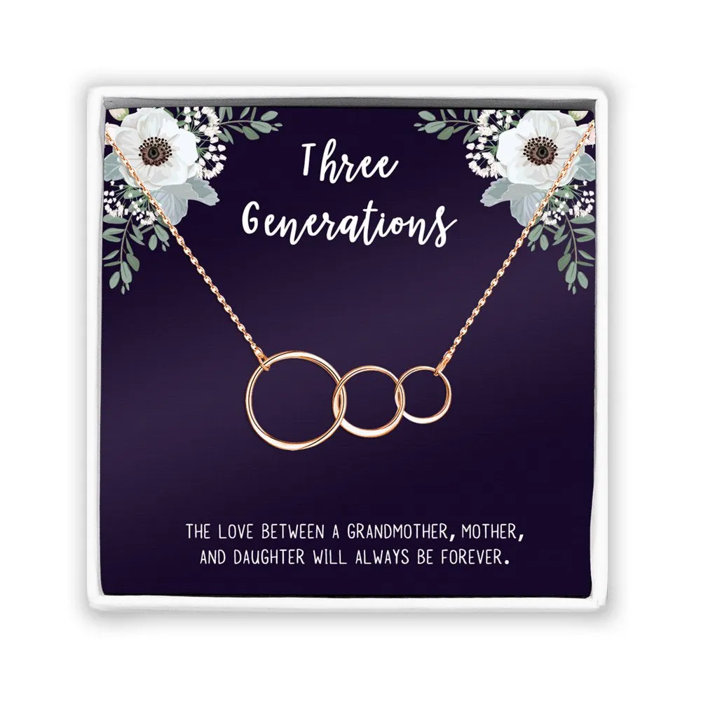 Custom Card and Necklace, Personalized Card and Necklace Gift for Grandmother, Mom, and Daughter, Custom Necklace and Card Jewelry, Gift for Her [Rose Gold Triple Infinity, Personalized Card]