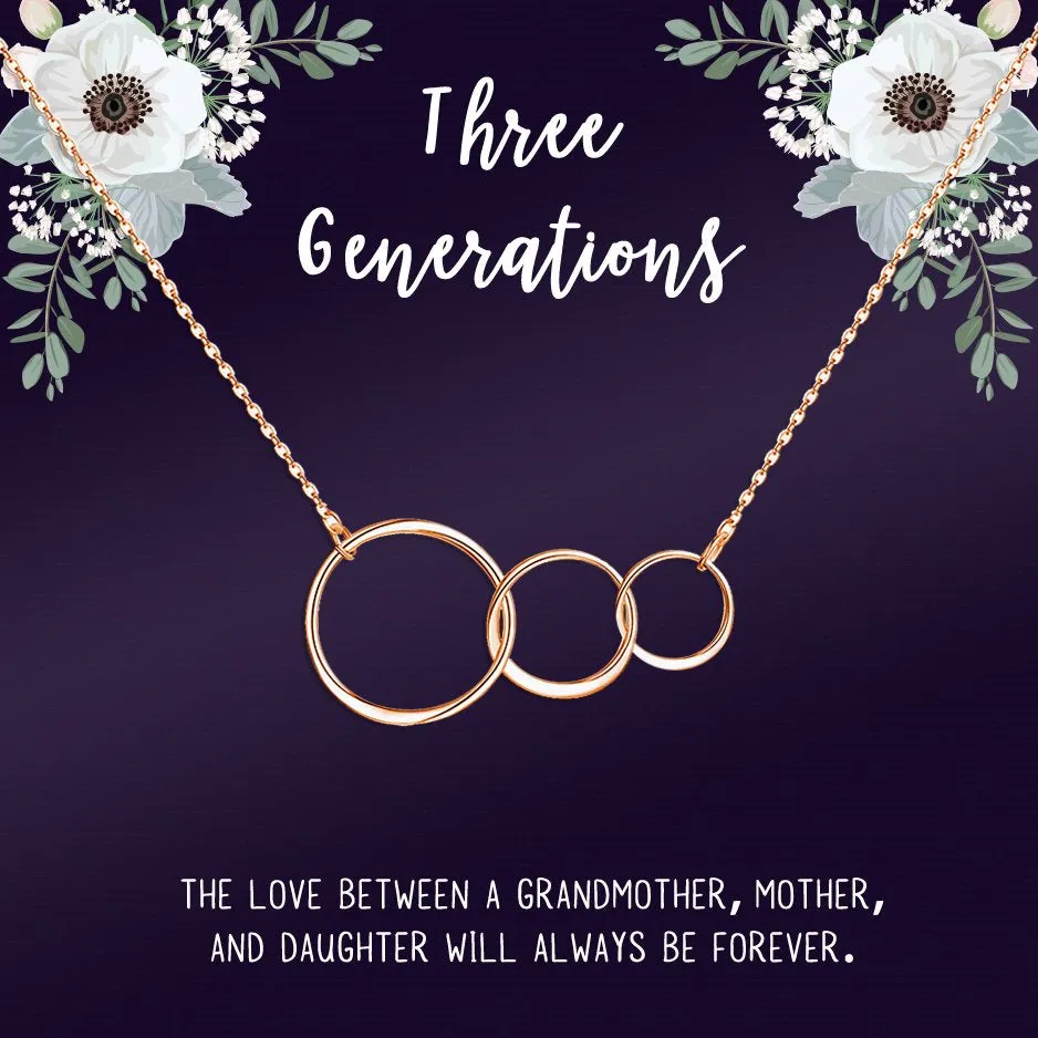 Custom Card and Necklace, Personalized Card and Necklace Gift for Grandmother, Mom, and Daughter, Custom Necklace and Card Jewelry, Gift for Her [Rose Gold Triple Infinity, Personalized Card]