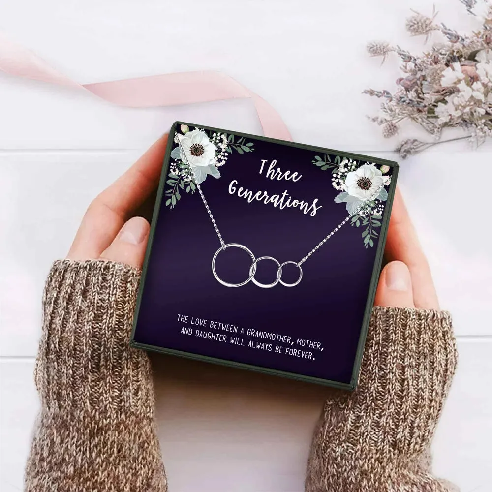 Custom Card and Necklace, Personalized Card and Necklace Gift for Grandmother, Mom, and Daughter, Custom Necklace and Card Jewelry, Gift for Her [Rose Gold Triple Infinity, Personalized Card]
