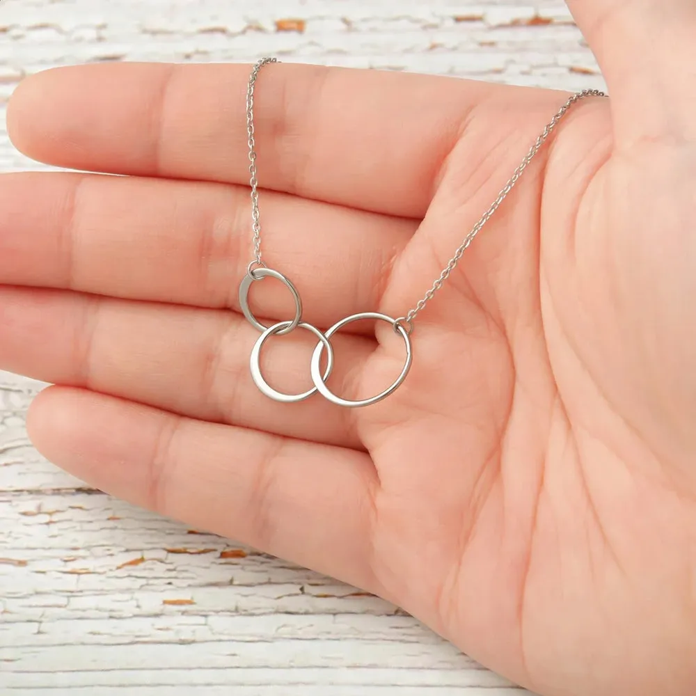 Custom Card and Necklace, Personalized Card and Necklace Gift for Grandmother, Mom, and Daughter, Custom Necklace and Card Jewelry, Gift for Her [Rose Gold Triple Infinity, Personalized Card]