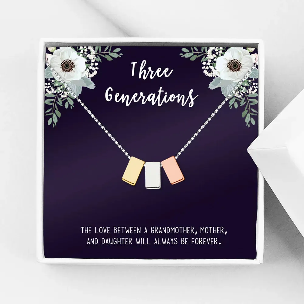 Custom Card and Necklace, Personalized Card and Necklace Gift for Grandmother, Mom, and Daughter, Custom Necklace and Card Jewelry, Gift for Her [Rose Gold Triple Infinity, Personalized Card]