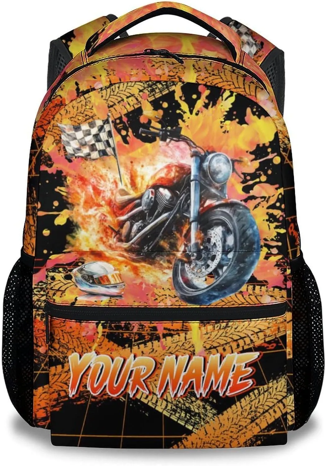 Custom Motorcycle Backpack for Kids - 17 Inch Large Capacity Cool Backpacks - Toddler Cars Backpacks for Boys