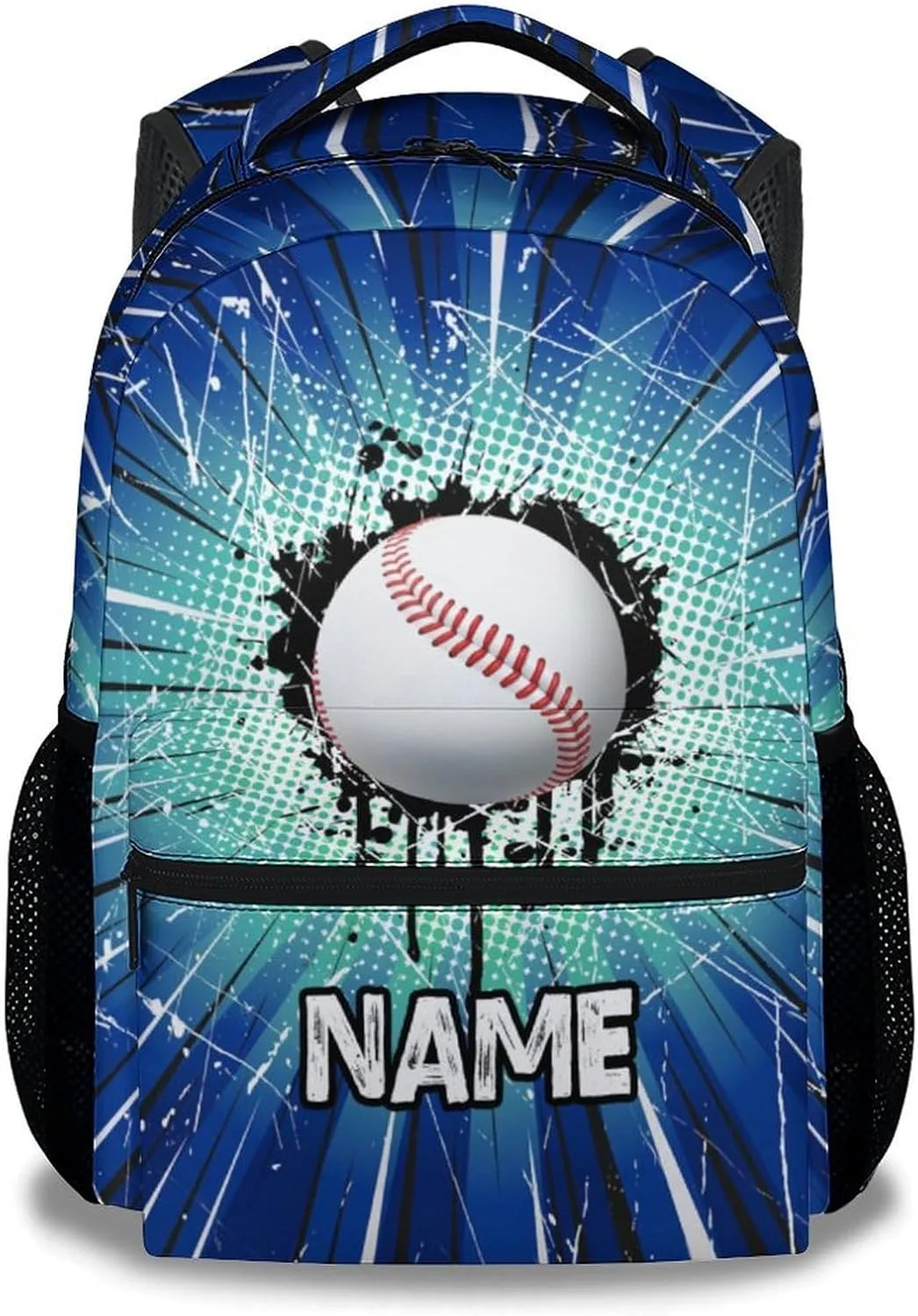 Custom School Backpack for Kids, Baseball Boys Backpacks, Personalized Cool Blue Backpacks for Students Age 6-8, Personalized Cute Lightweight Bookbag for Preschool Elementary