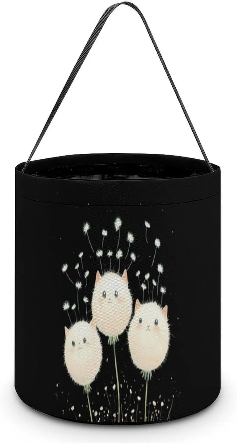 Cute Cat Dandelion Halloween Candy Bag Candy Tote Bucket Gift Bags Party Supplies for Women Men