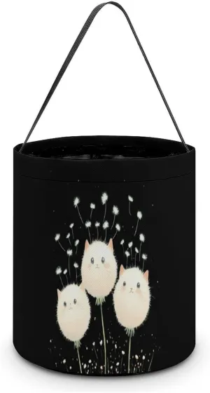 Cute Cat Dandelion Halloween Candy Bag Candy Tote Bucket Gift Bags Party Supplies for Women Men
