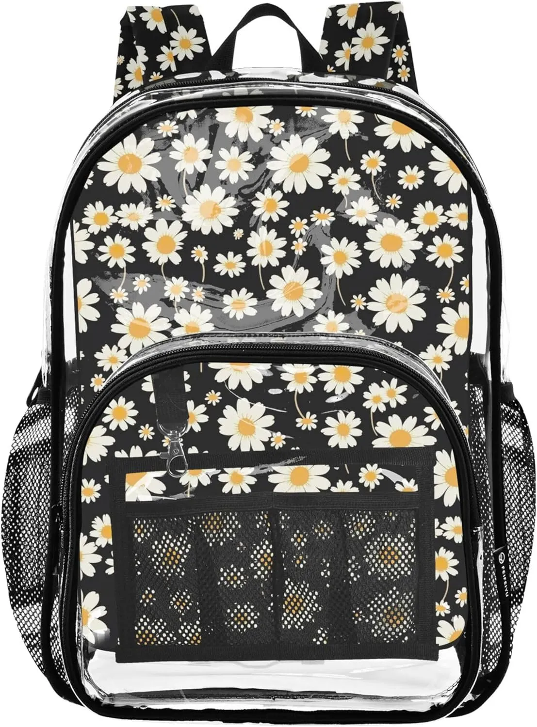 Cute Daisy Flowers School Bag, Clear Plastic Bag, See through Bag, Clear School Backpack