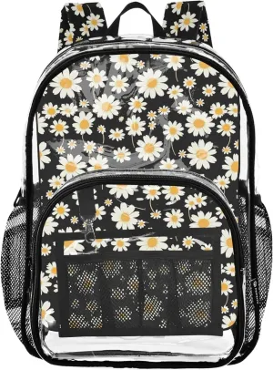 Cute Daisy Flowers School Bag, Clear Plastic Bag, See through Bag, Clear School Backpack