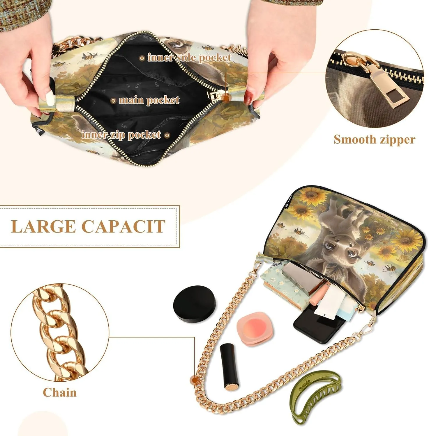 Cute Monkey Womens Purse, Womens Shoulder Bags Crossbody