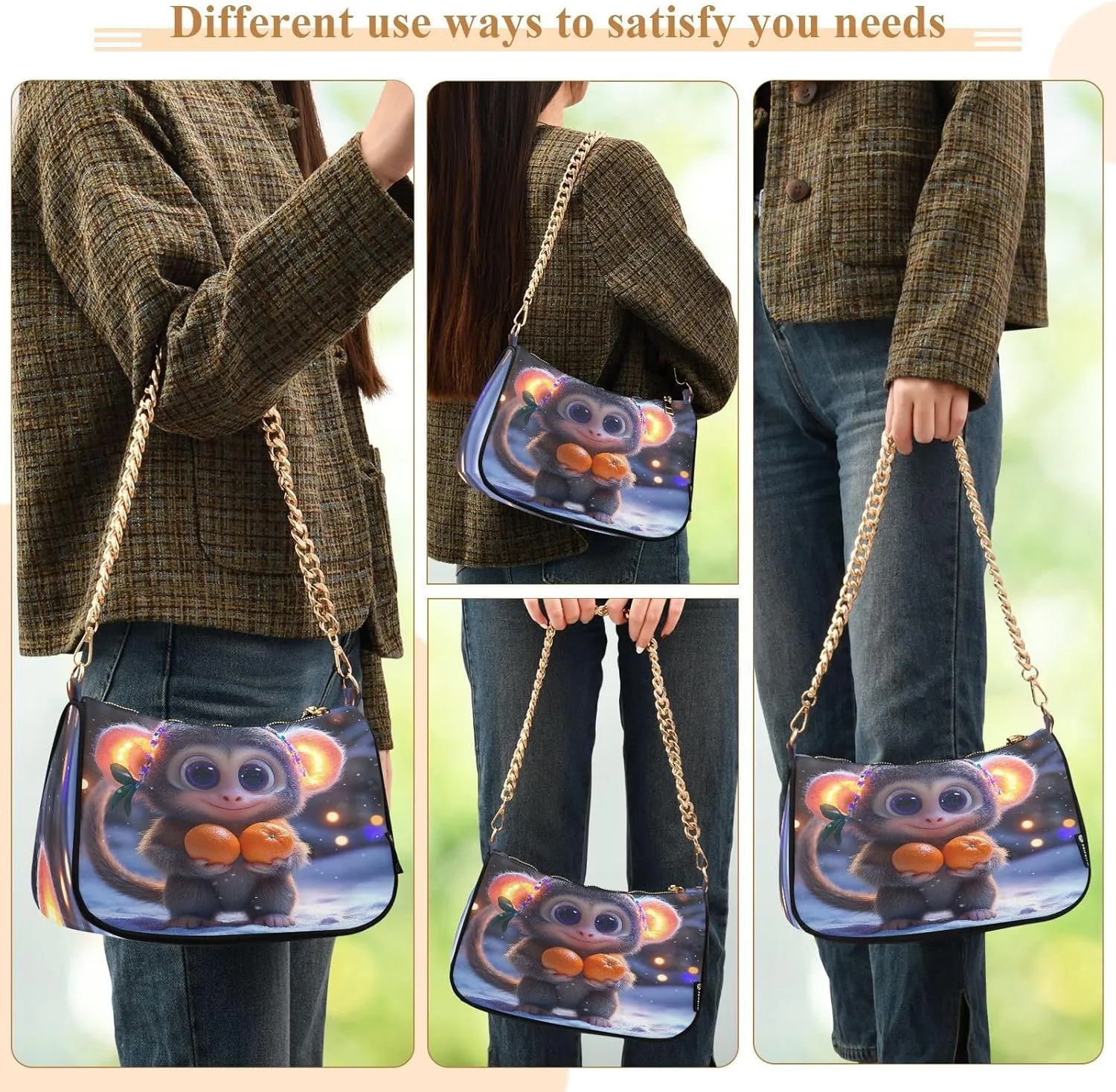Cute Monkey Womens Purse, Womens Shoulder Bags Crossbody