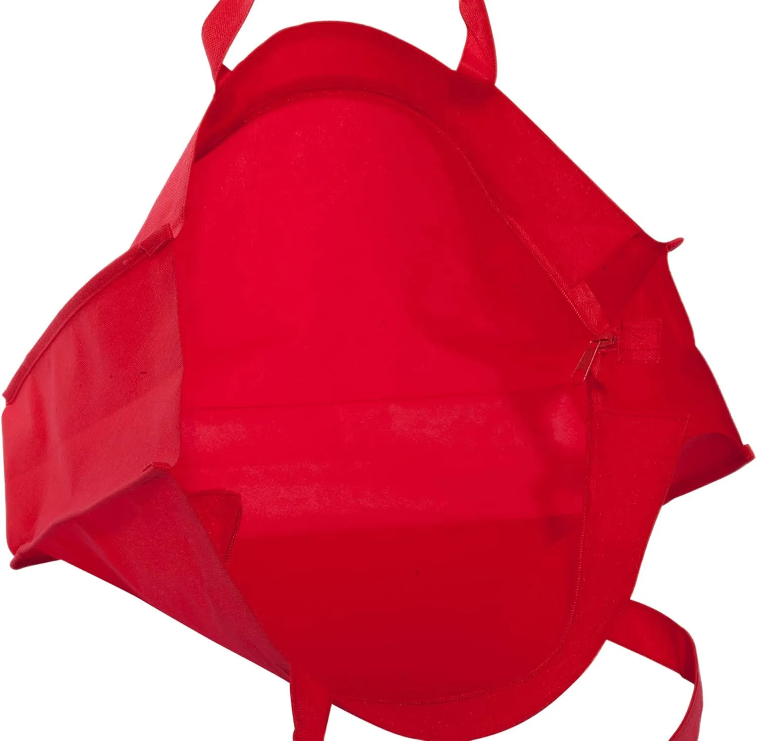 DALIX 20" Extra Large Reuseable Shopping Grocery Tote With Zipper In Red-2 PACK