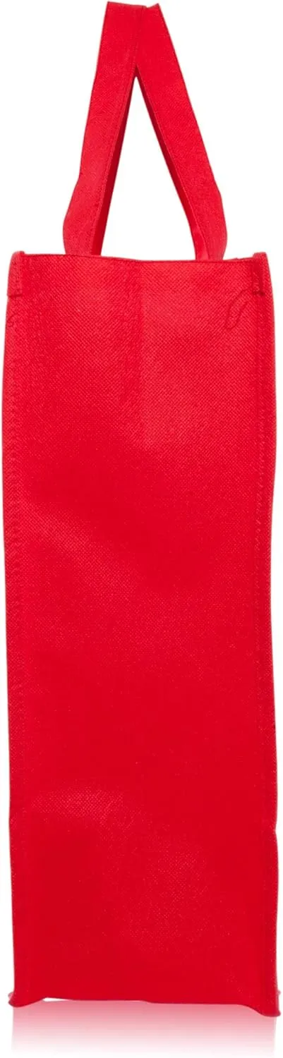DALIX 20" Extra Large Reuseable Shopping Grocery Tote With Zipper In Red-2 PACK