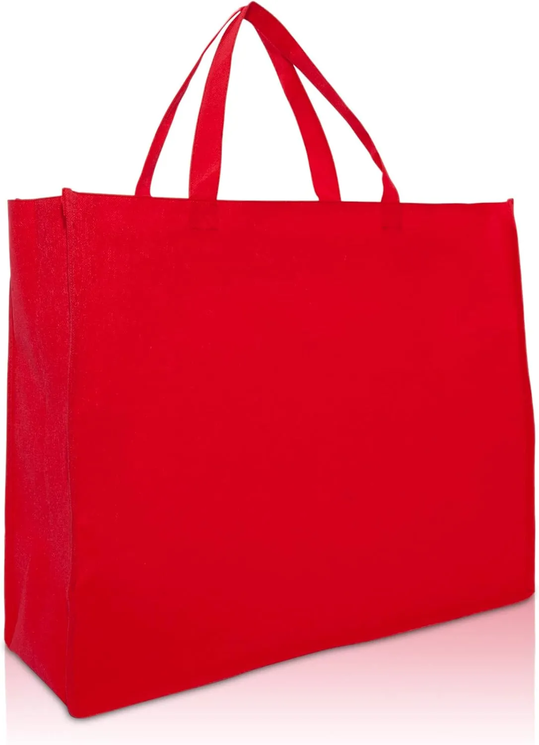 DALIX 20" Extra Large Reuseable Shopping Grocery Tote With Zipper In Red-2 PACK