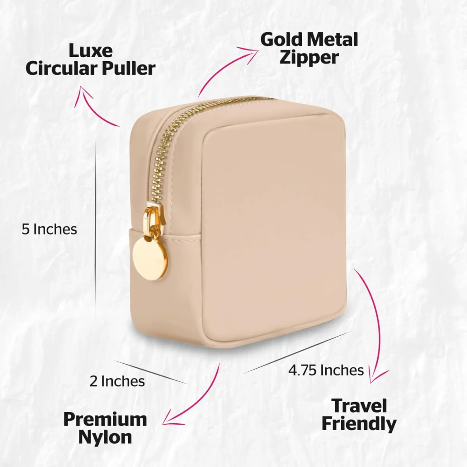 DANCOUR Nylon Makeup Bags for Women Large Preppy Travel Toiletry Pouch Cosmetic Bag Makeup Organizer