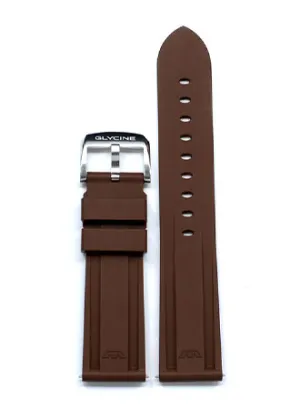 Dark Brown Satin Steel Buckle Rubber Strap