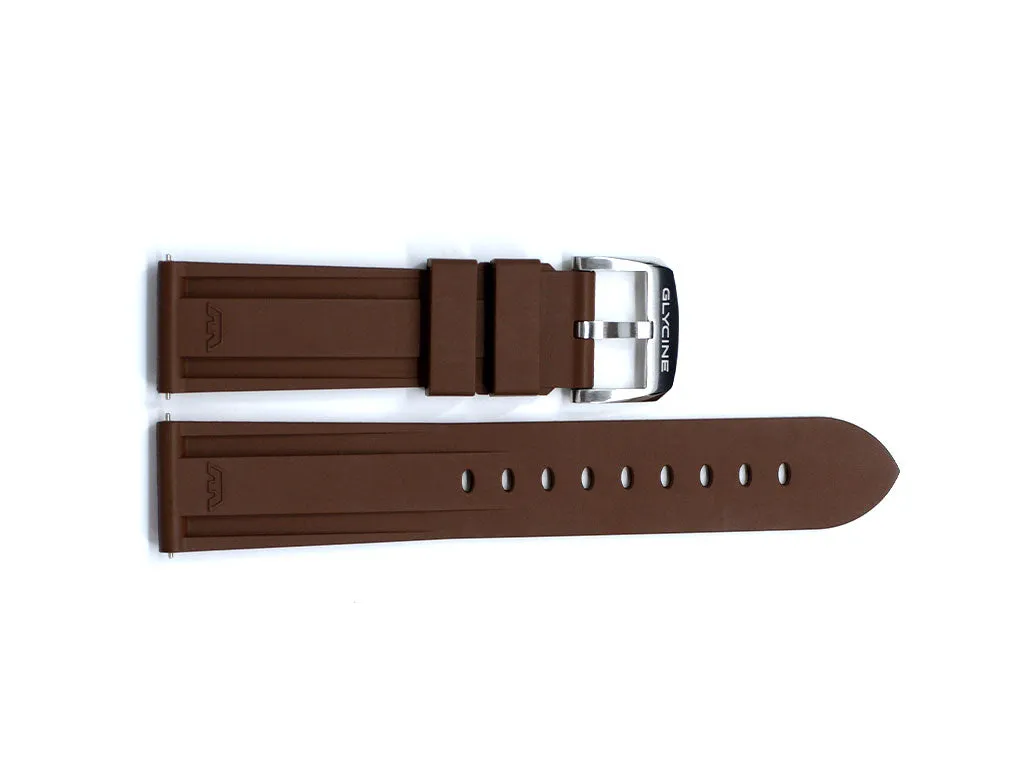 Dark Brown Satin Steel Buckle Rubber Strap