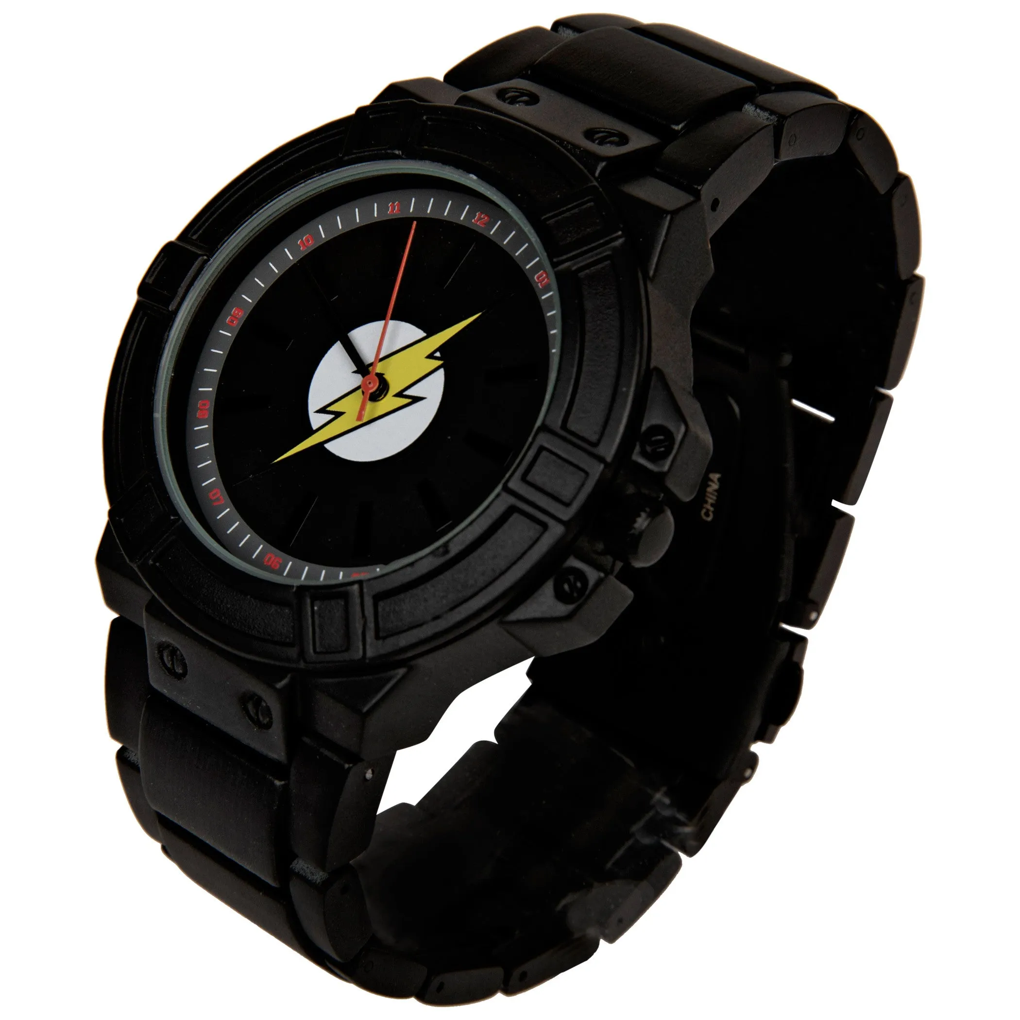 DC Comics Flash Classic Symbol Watch Face with Black Metal Band