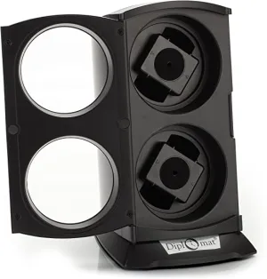 Diplomat Matte Black Double Watch Winder Tower