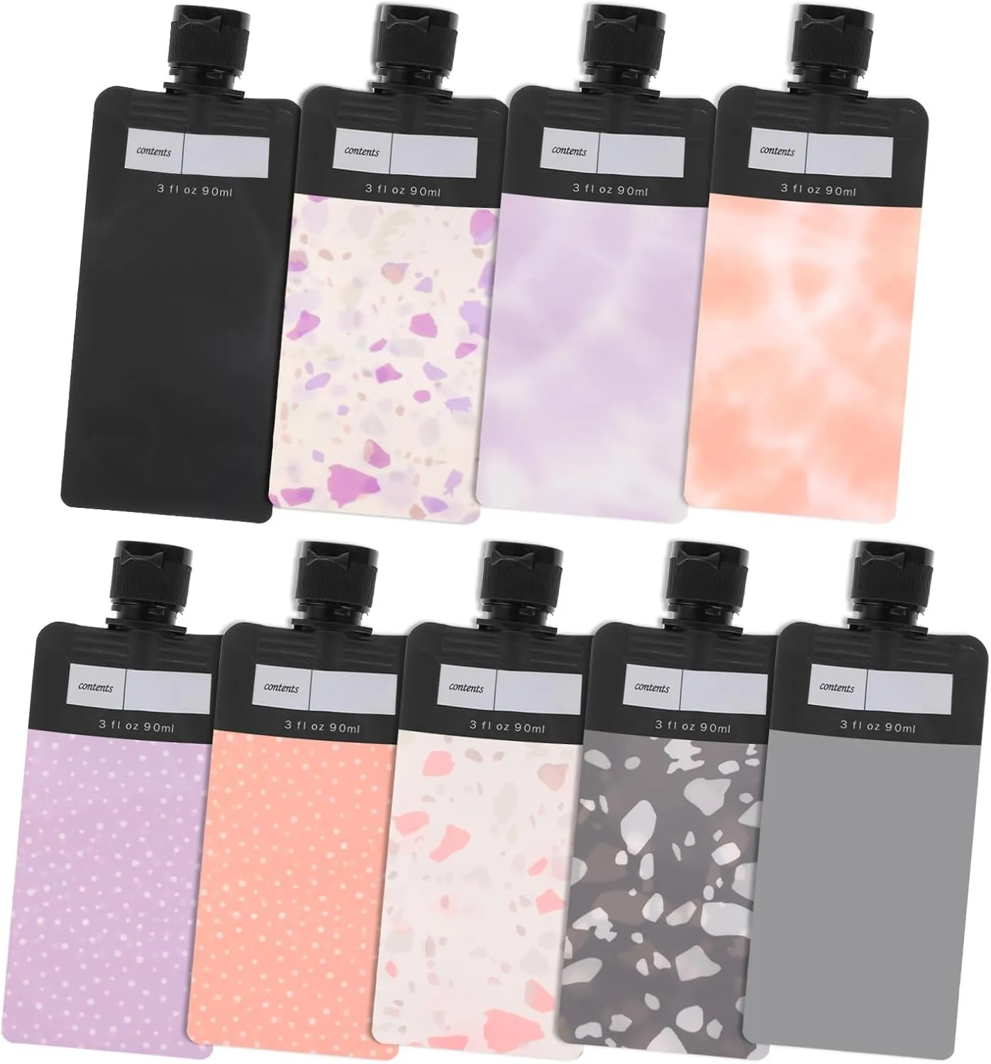 DIVINA VITAE 9 Pack Liquid Travel Pouches TSA Approved Travel Pouches for Toiletries 3oz Leak Proof Empty Squeeze Pouch Portable Refillable Travels Size Liquid Containers for Toiletries Lotion